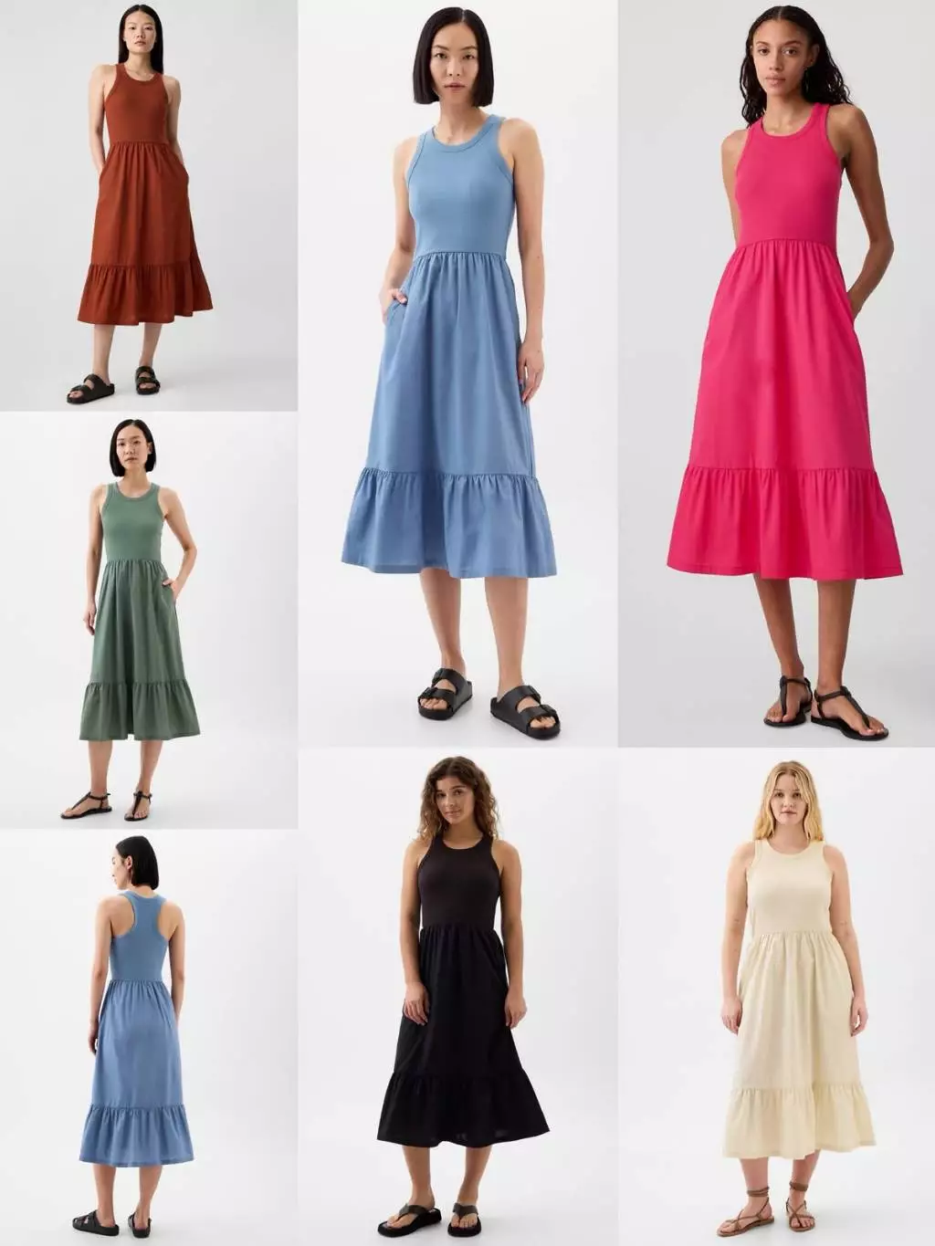 Dress Midi Wanita GP Sleeveless Mixed Media Midi Dress - 2765