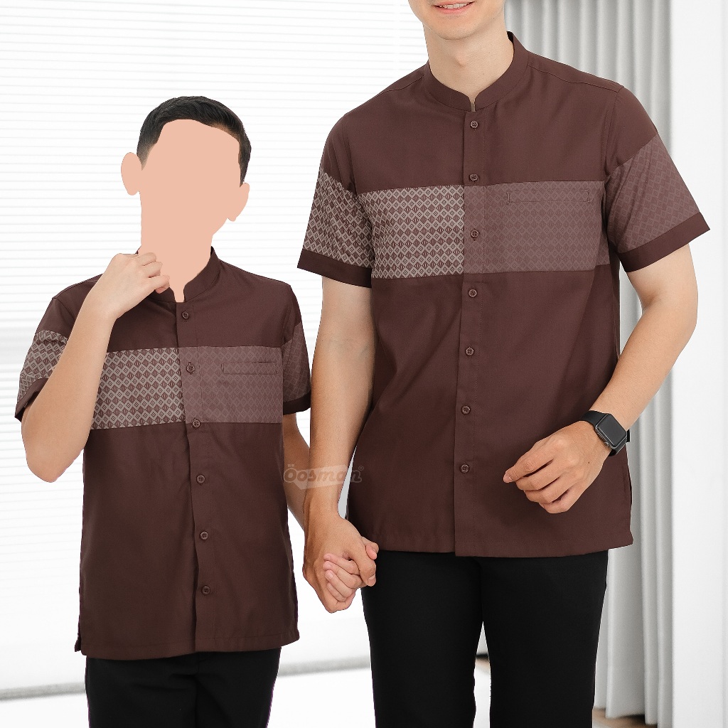 Oosman - Koko Amin Kemeja Koko Pria Dewasa dan anak Lengan Pendek Premium Mahogani | Burgundy | Putih | Hitam | Krem