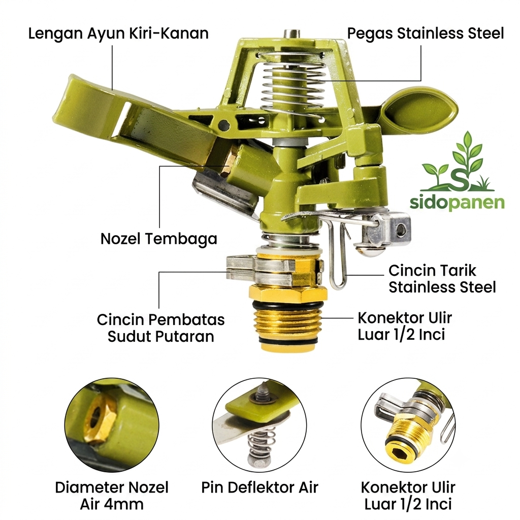 Rotate Sprinkler Spray Nozzle Air Irigasi Taman 360 derajat