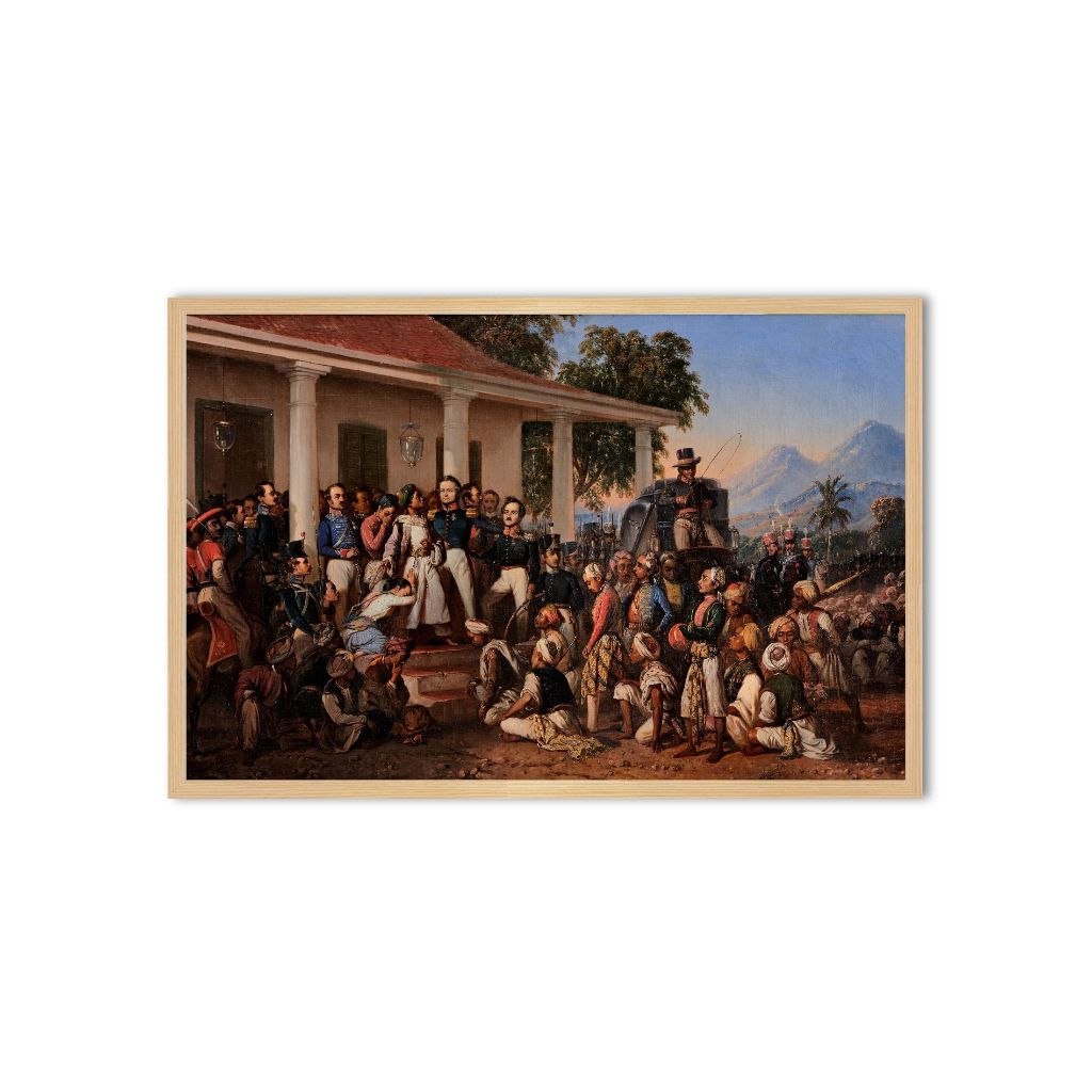 Lukisan Cetak Karya Raden Saleh Klasik Dengan Bingkai Kayu Modern Minimalis