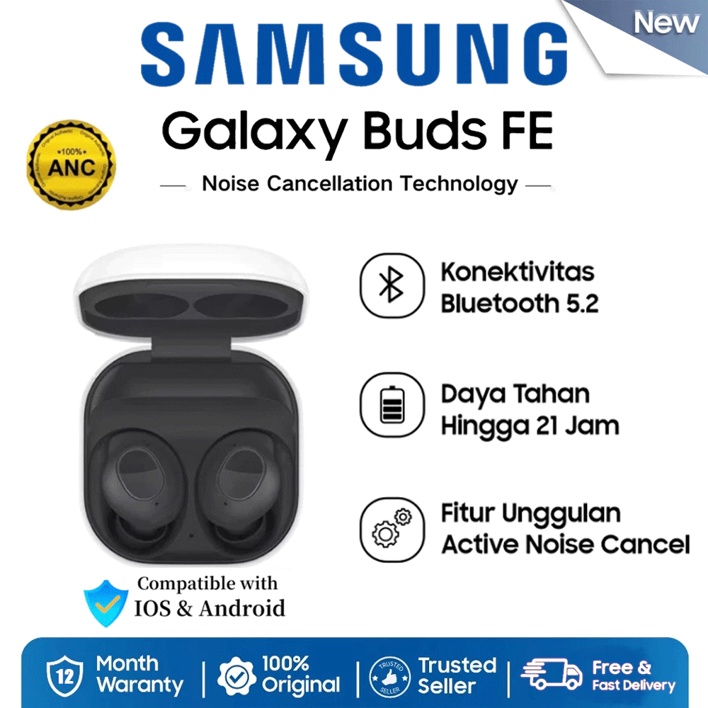 [GRADE ORI] TWS Galaxy Buds FE Stok Siap Super Clone 1 : 1 Galaxy Buds FE- Teknologi ANC Unggul ANC Active Noise Cancellation Wireless Bluetooth Earphone Gaming Headset Microphone Smart Touch TWS Bluetooth Earphone