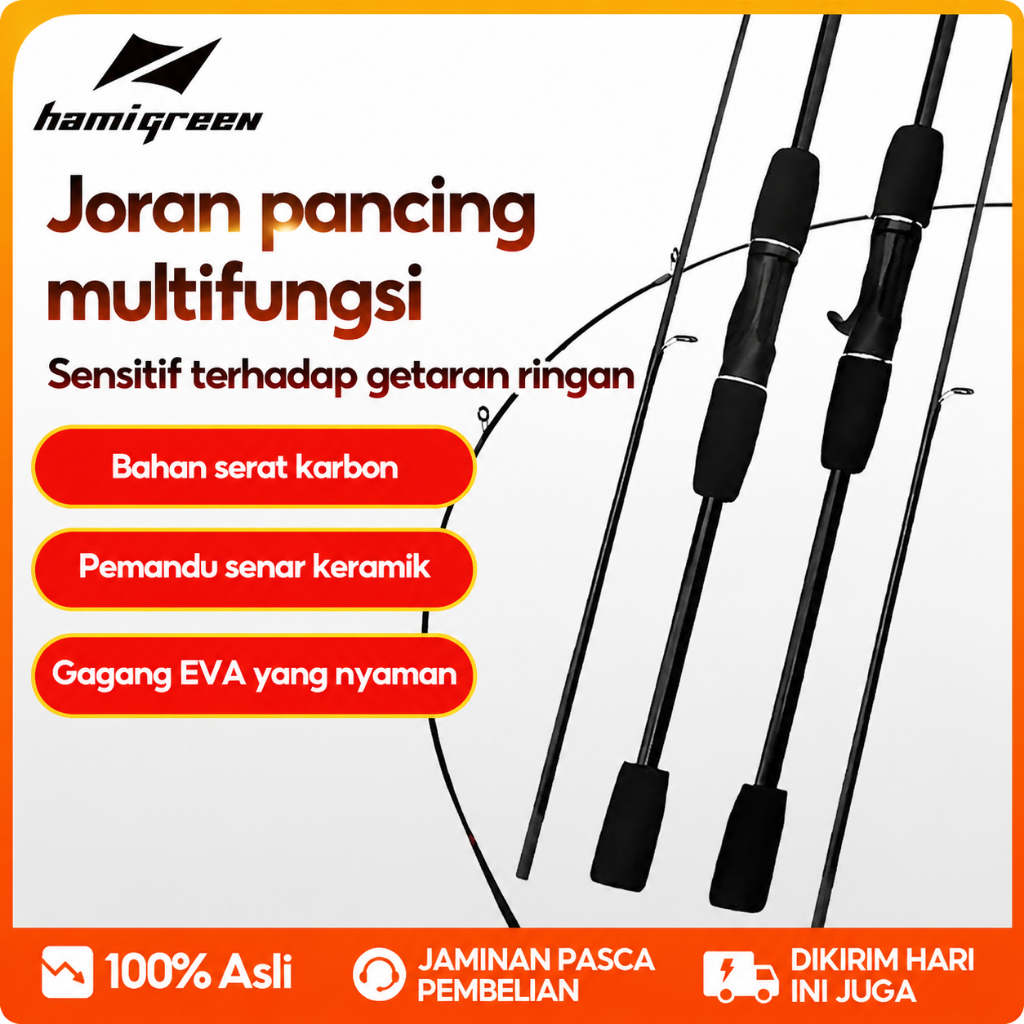 Hamigree UL Ultralight Joran Pancing 1.65M/1.8M/2.1M Joran Pancing Karbon Joran Putar/Pegangan lurus Batang tunggal Tongkat Casting