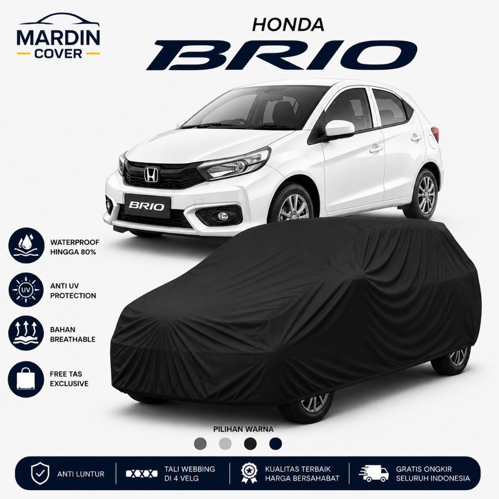COVER MOBIL HONDA BRIO GRADE A WATERPROOF 80%ANTI UV • ANTI PANAS • FREE TAS