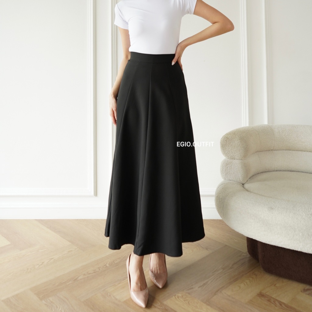 Audy Skirt - Korean Loose Maxi Skirt Rok Wanita Anti kusut foto 4