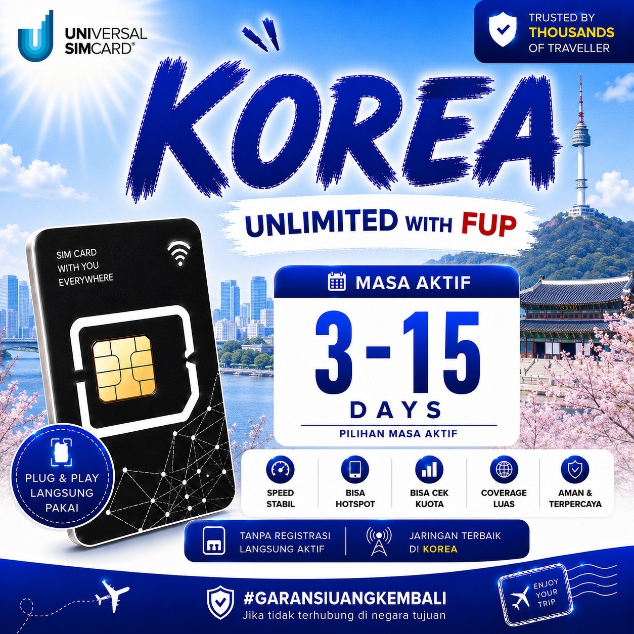Jual Sim Card Korea Selatan Unlimited With FUP & True Unlimited || 4-15 ...