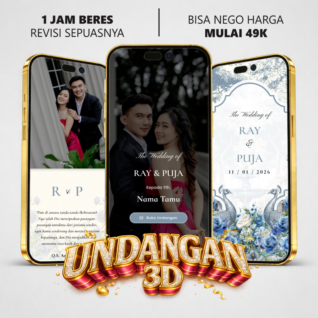 Tema 3D Motion | Undangan Digital Web Website Pernikahan Custom Eksklusif Premium Mewah Pakai Foto