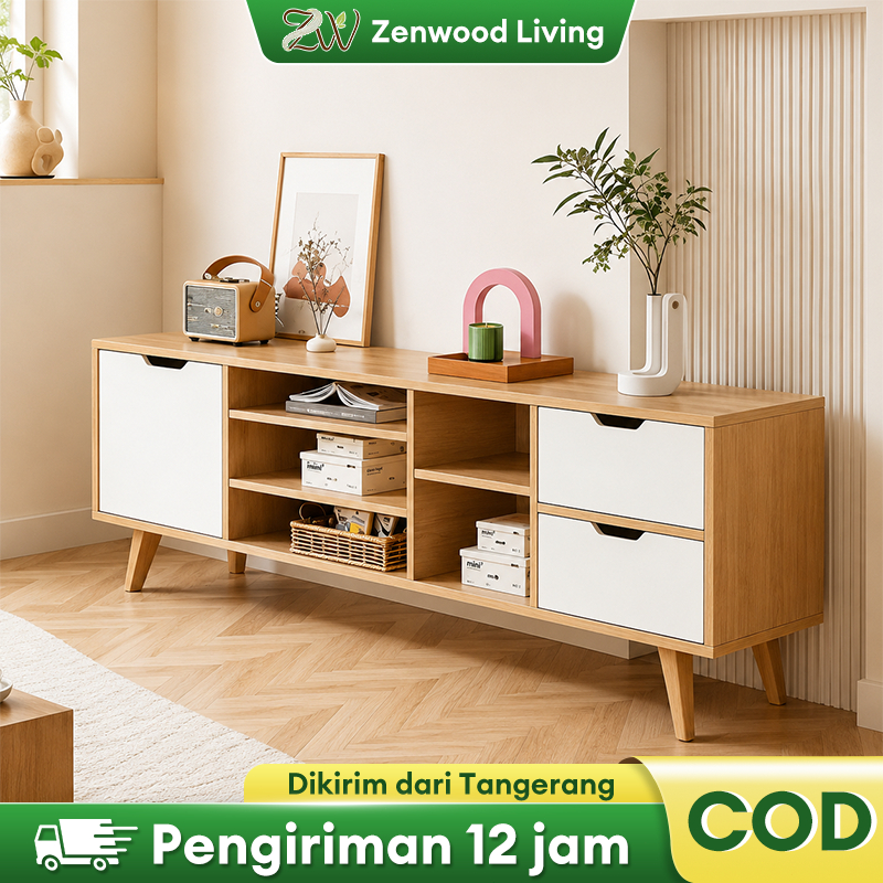 Meja TV Minimalis Kayu 120/140/160cm Rak TV Modern Hemat Tempat untuk Ruang Tamu