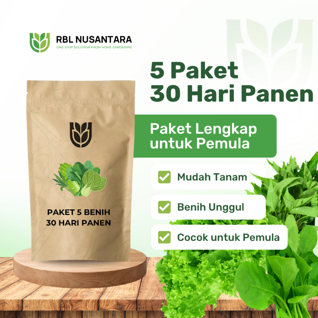 RBLN - Paket 5 Macam Benih Sayuran 30 Hari Panen