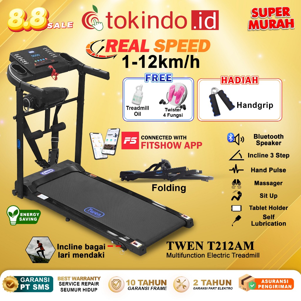 TWEN T200WA new  T200 new + M T200WAM  T212 T212A T212M  T212AM T200R Treadmill Listrik Treadmill Portable Treadmill Multifungsi Treadmil Lipat Treadmill Electric Low Watt Alat Olahraga