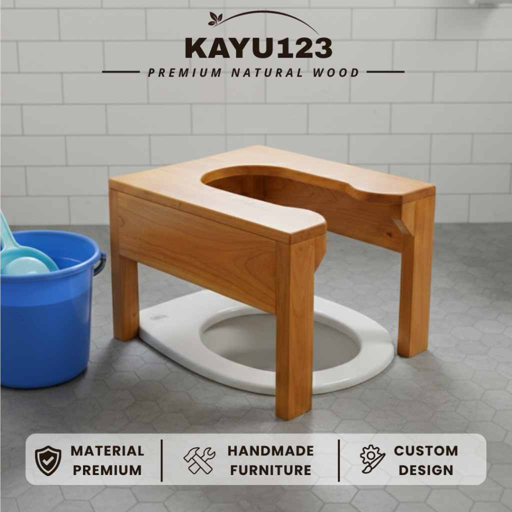 WC Toilet Duduk Portable Kayu Untuk Lansia - KLS003