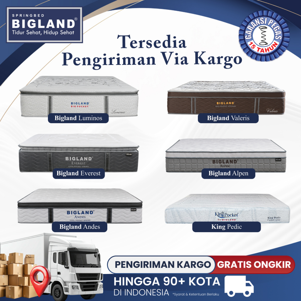 Bigland Springbed Kasur Khusus Pengiriman Cargo (Kasur Saja) - Etalase via Jasa Expedisi Cargo Platform - Bonus Bantal