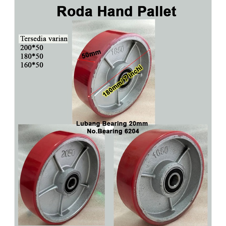 Jual Roda Hand Pallet PU 160x50 mm/180x50 mm/200x50 mm handpallet depan ...