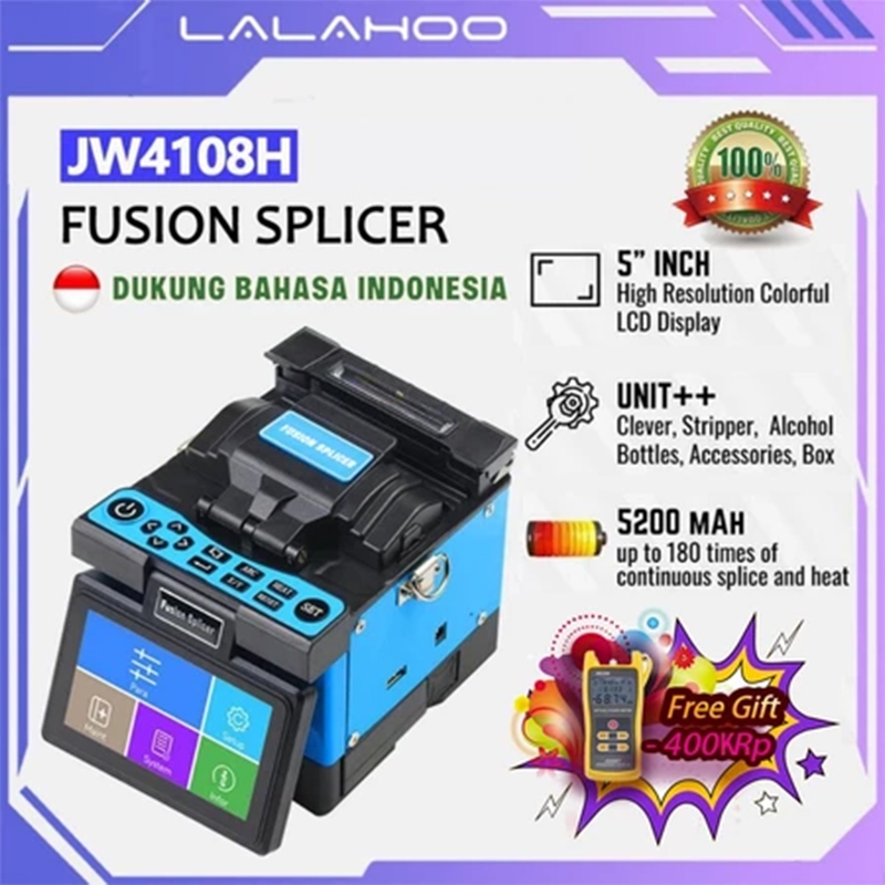 100% ORI JW4108H Fusion Splicer 7s Splicing 15s Heating 4 Motor FTTH Fibre Welding