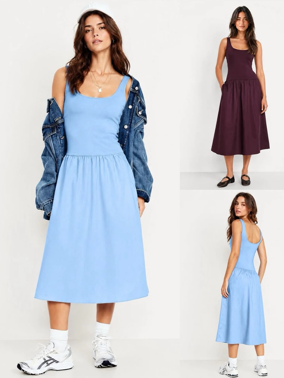 Midi Dress Wanita OLN Fit & Flare Sleeveless Midi Dress - 2814
