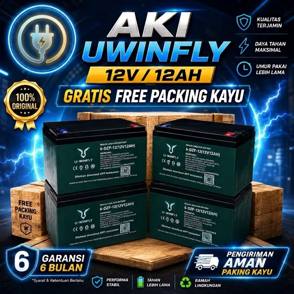 Aki Sepeda Listrik Uwinfly 12V 12AH Original