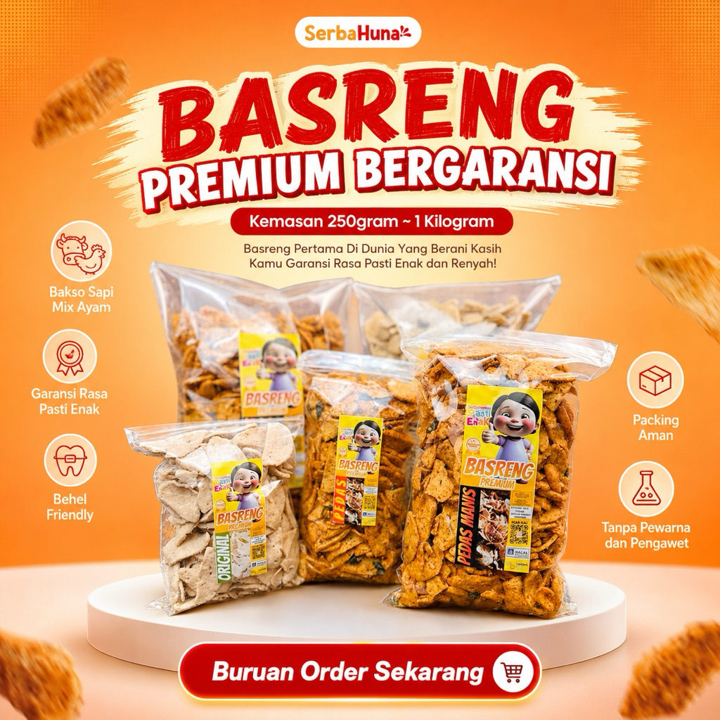 Basreng Premium Pedas Daun Jeruk 1kg Renyah