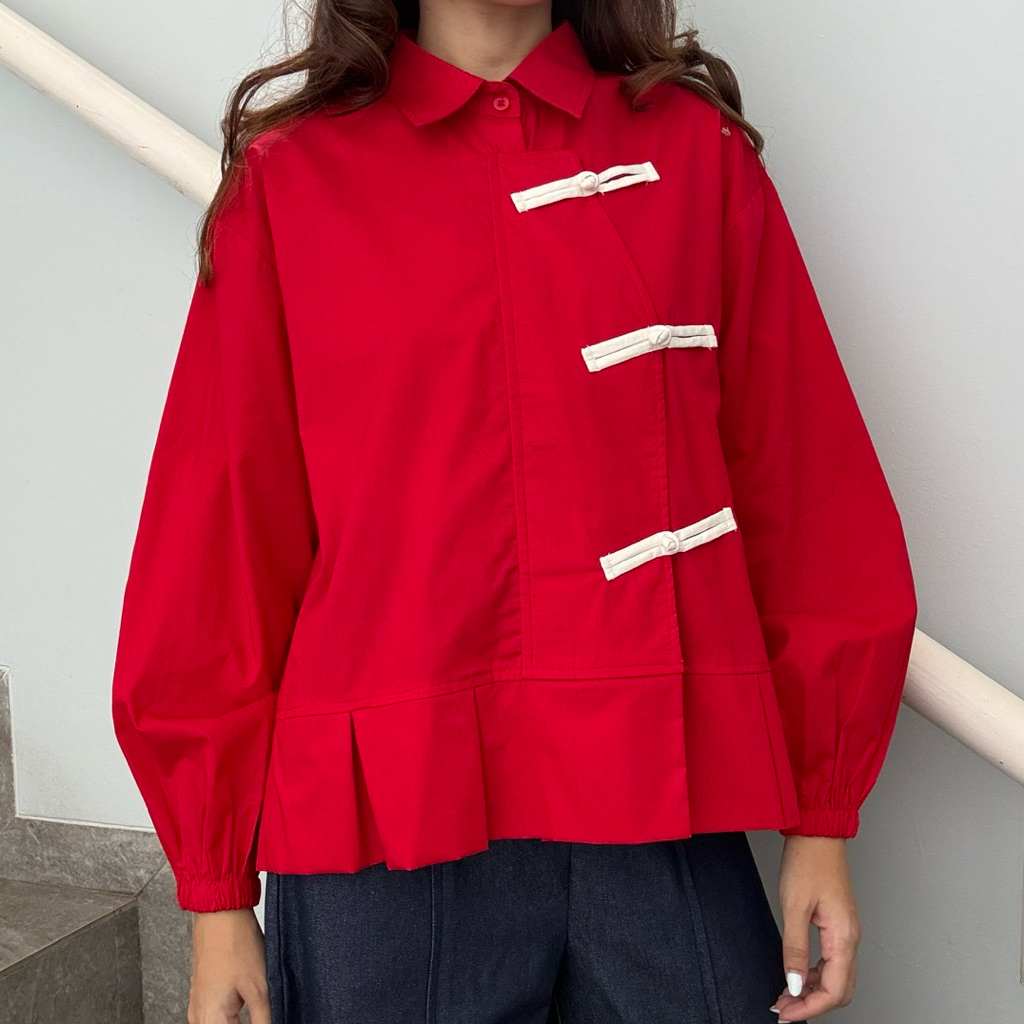 Nabo - Lumi Top Special Edition Red White / Blouse Wanita /…