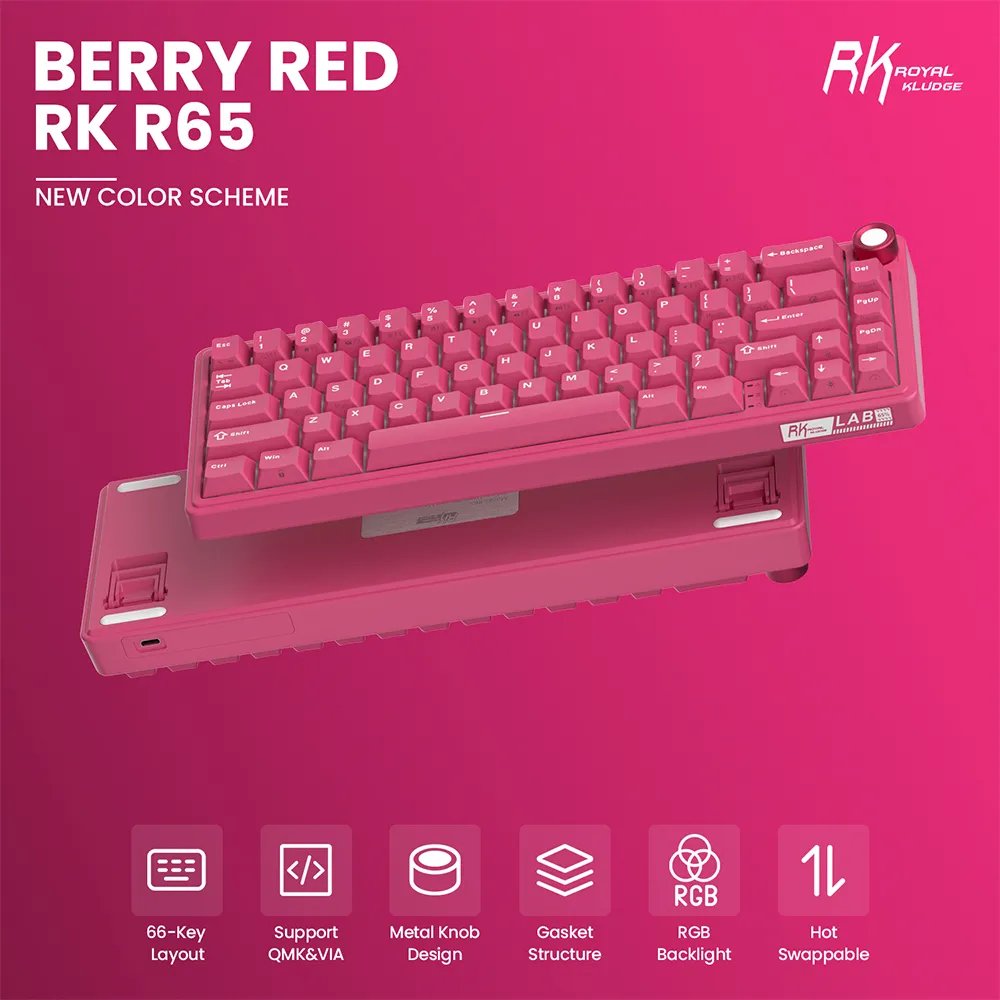 Jual Royal Kludge RK R65 Mechanical Keyboard 65% Knob Gasket Mount RGB ...