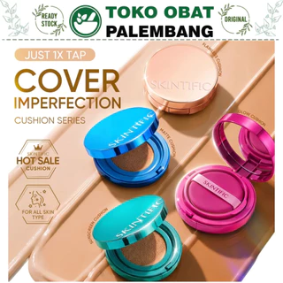 SKINTIFIC CUSHION COVER GLOW PERFECT PINK COVER ALL PERFECT AIR VELVET MATTE  PERFECT STAY HIGH COVERAGE PORELESS FLAWLESS FOUNDATION 24H LONG LASTING SPF 35 PA ++++ BEDAK CHUSEN CUSEN HIJAU GREEN SOFT MATTE SERUM SILVER EMAS PINK BIRU UNGU GANTUNGAN TAS