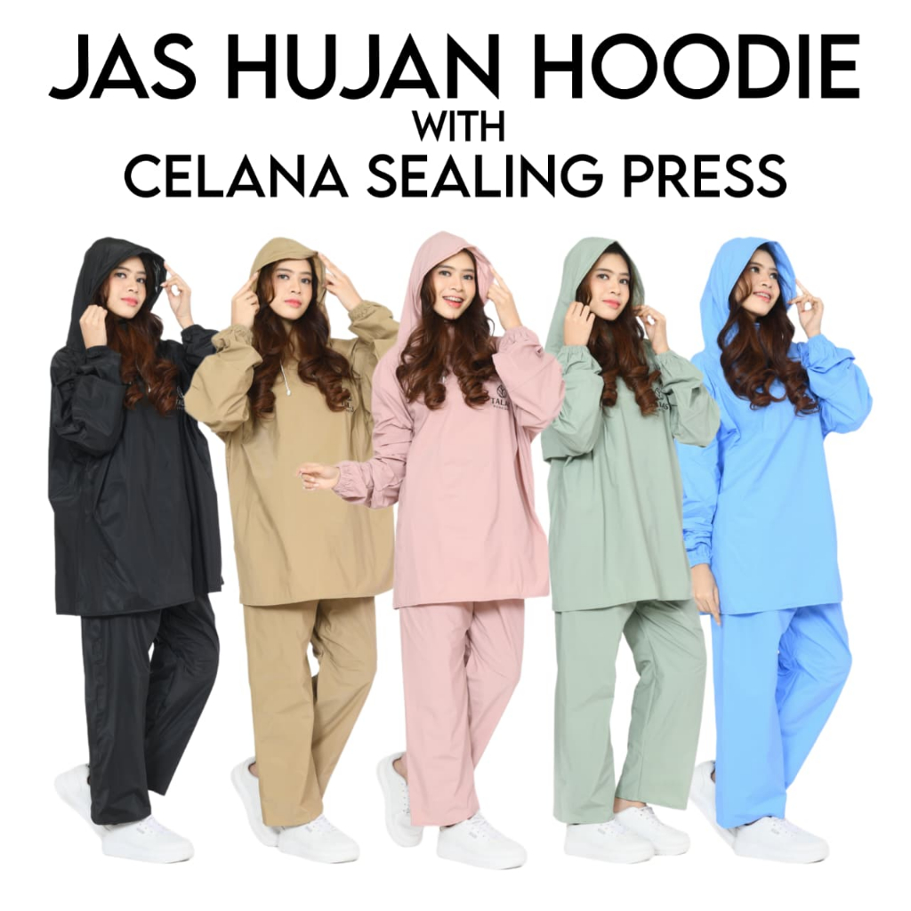 Talas Hoodie Jas Hujan Dewasa Tanpa Zipper dengan Celana foto 1