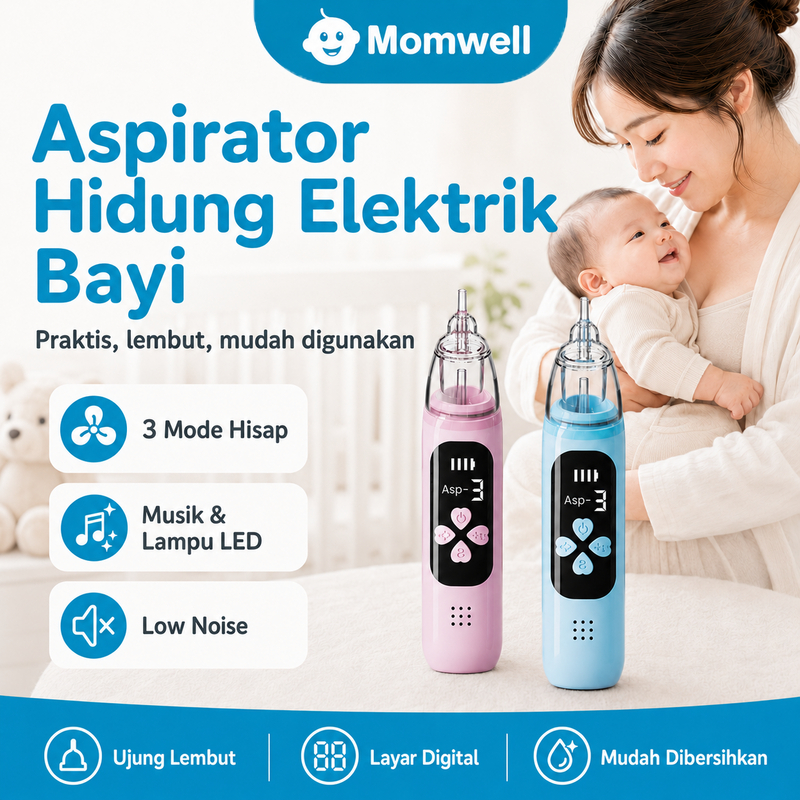 Momwell XB02 Penyedot Ingus Bayi Sedot Ingus Bayi Baby Nasal Aspirator Alat Elektrik Portabel Ulang