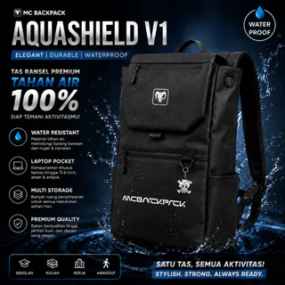 Tas Ransel Sekolah Kuliah Kerja Hangout Pria Wanita Waterproof Premium 17 L – Aquashield V1 Backpack Anti Air Laptop 13-15,6 Inch Stylish Minimalis MCBACKPACK