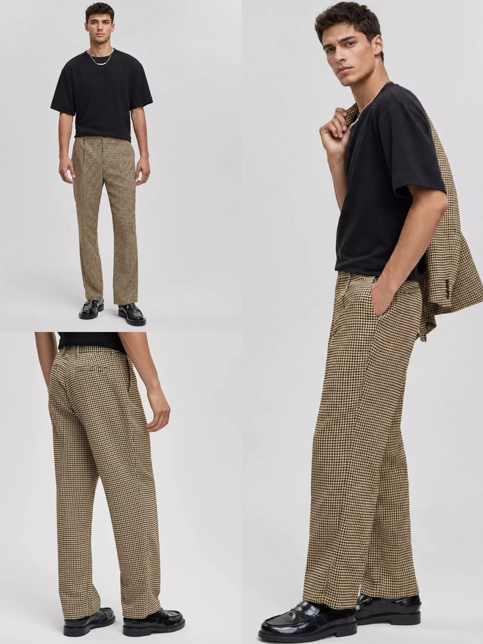 Celana Panjang Pria MO Men's Relaxed-Fit Houndstooth Long Pants - 3048