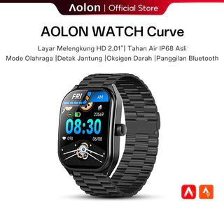 Aolon Curve Jam Tangan Smartwatch Tahan Air IP68 Layar IPS Melengkung 2,01 inci Telepon Bluetooth Running Pace Wallpaper Kustom Jam Pintar Pria Pemantauan Kesehatan