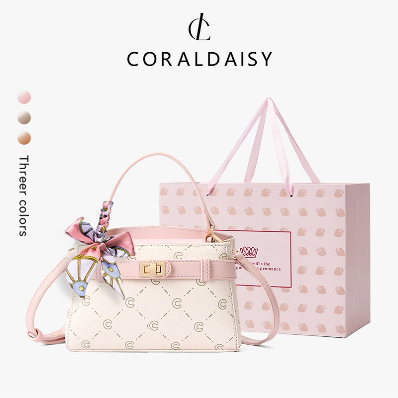 CORALDAISY Tas Wanita 2026 Terbaru Lucu Elegan Tas Selempang Kulit Handbag Tali Panjang Sling Bag