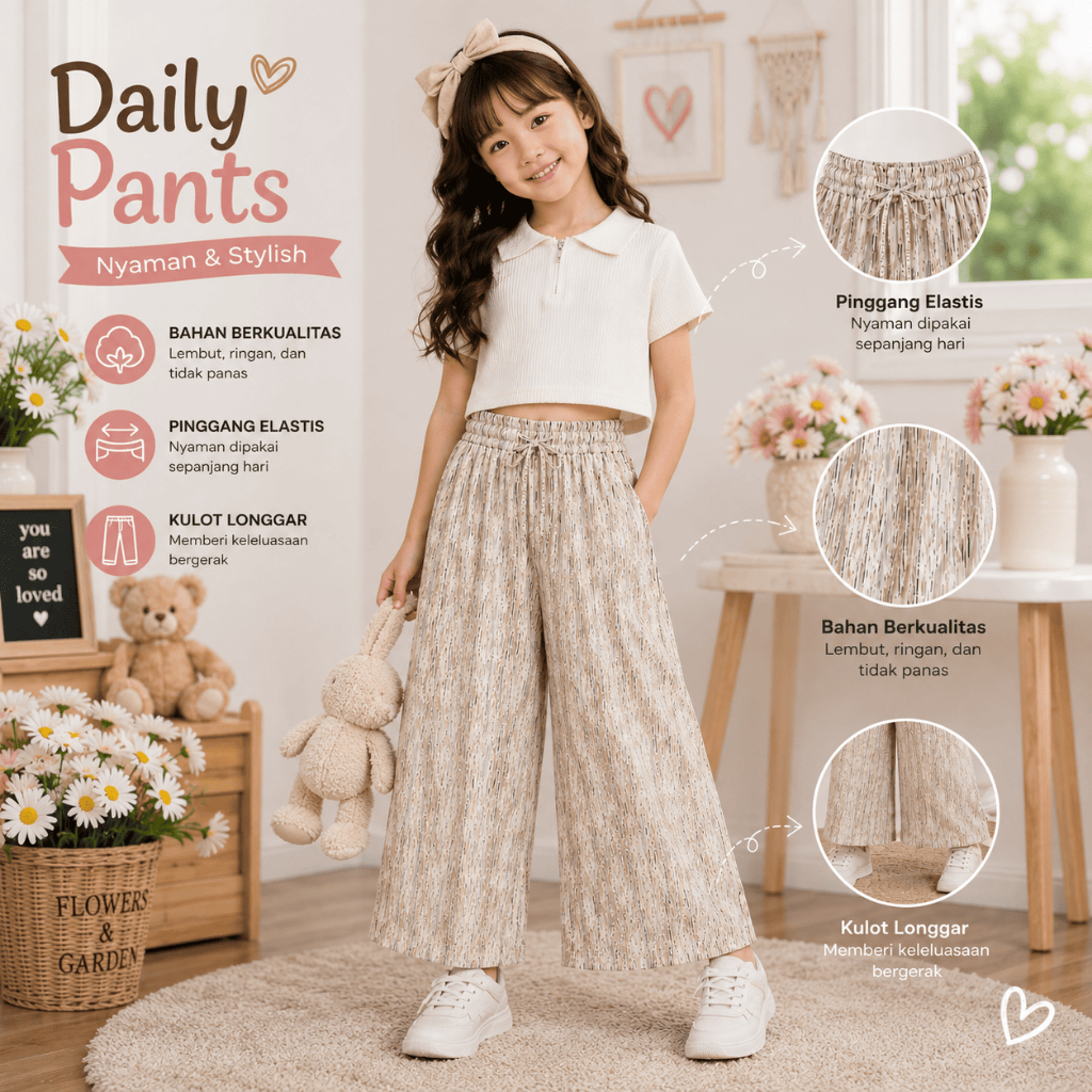 Celana Panjang Perempuan Motif Serat Kayu Polymicro - SSC17
