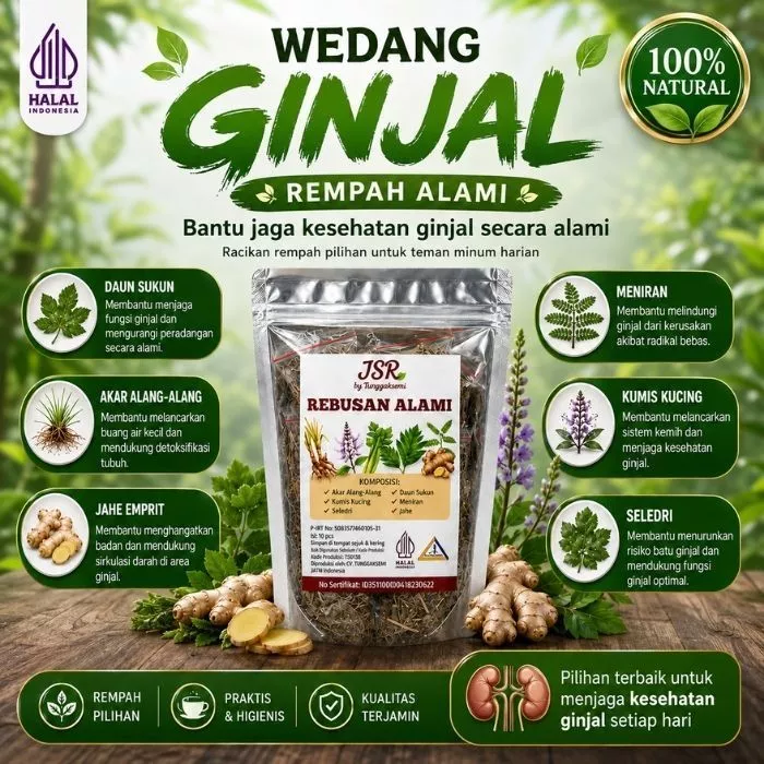 Seduhan Kering Asli JSR Ginjal Batu Ginjal Jahe Daun Sukun Seledri Herbal Asli - foto 1