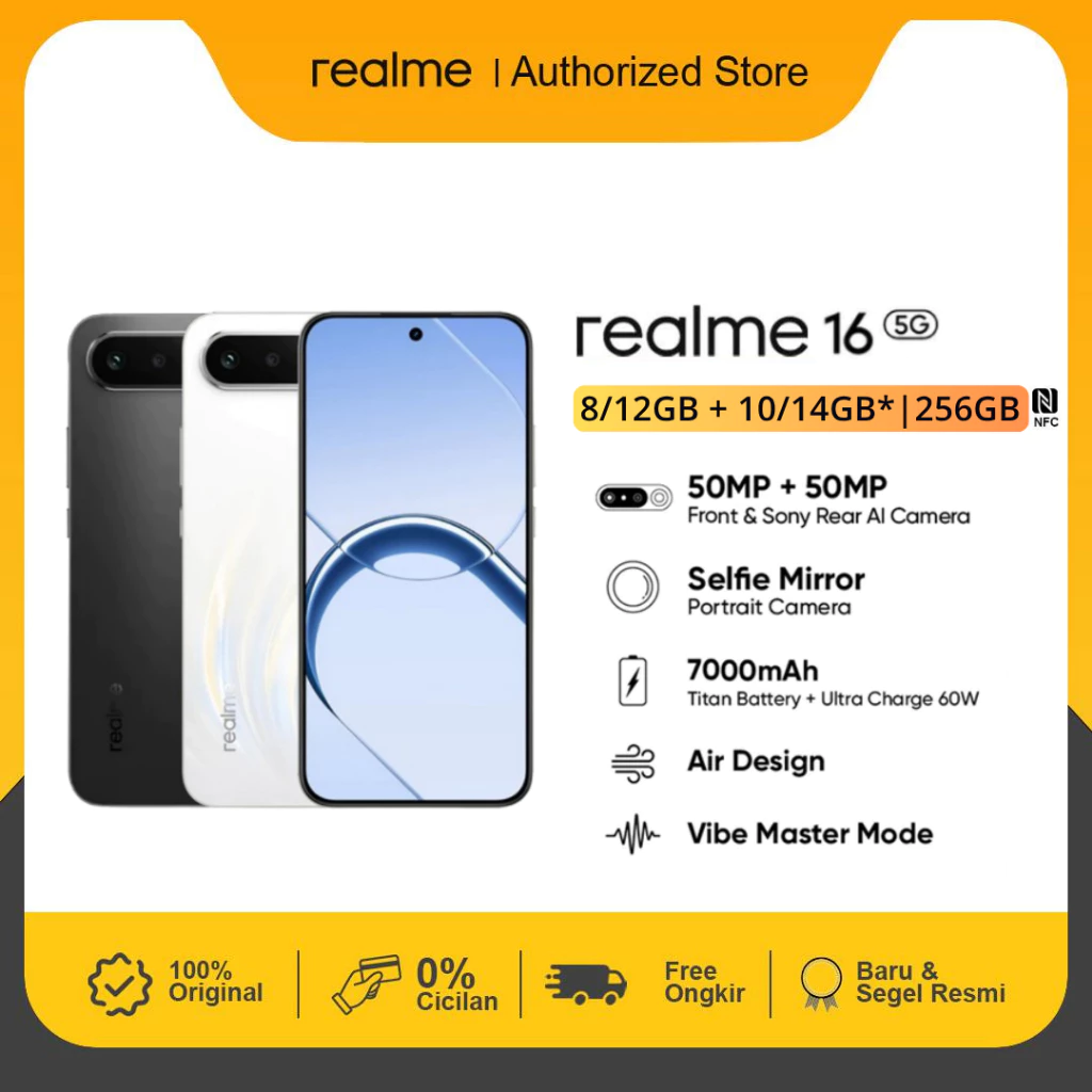 Smartphone realme 16 dengan konsep Air Design super tipis dan modul kamera premium