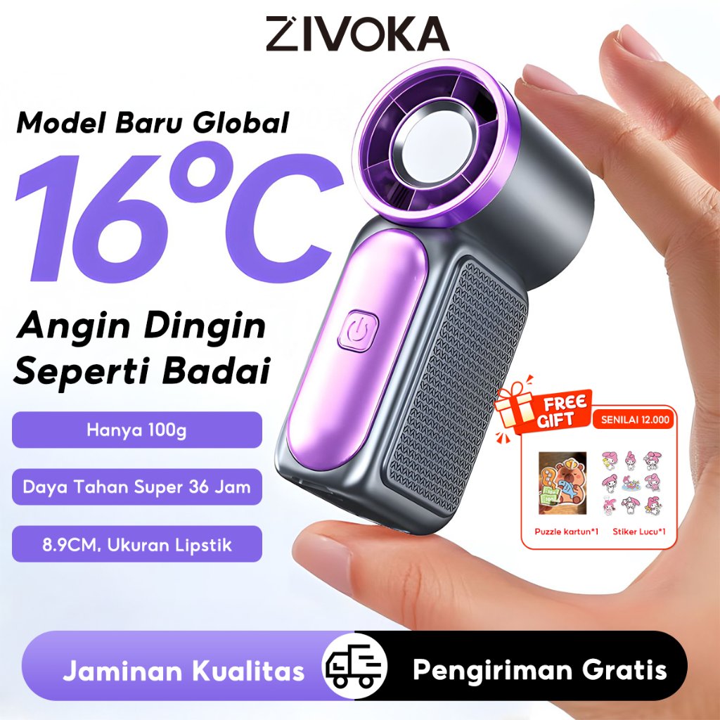 (Teknologi eksklusif, rilis eksklusif)ZIVOKA ZFS36 Kipas Tangan Mini Turbo 20000RPM Angin Kuat Portable 100 Tingkat Kecepatan Bisa Diatur Untuk Olahraga & Luar Ruangan