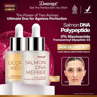 Age Glow Set | 20Mefree Serum Anti Aging Salmon DNA & Licorice Serum Brightening | Cegah Flek Hitam