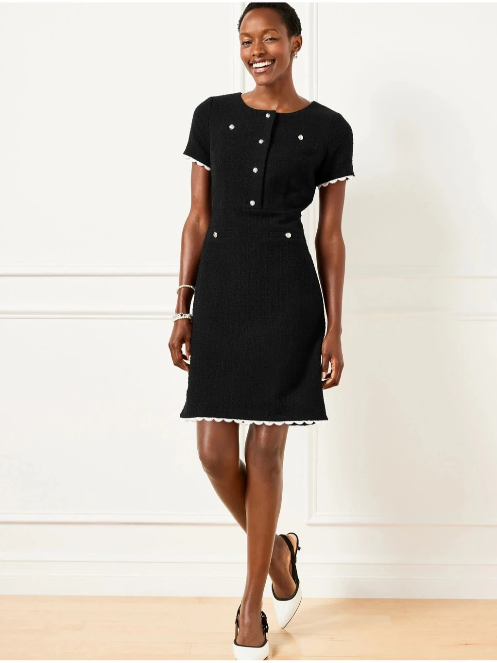 [Big Size] TLB Short Sleeve Tweed Dress - 3091