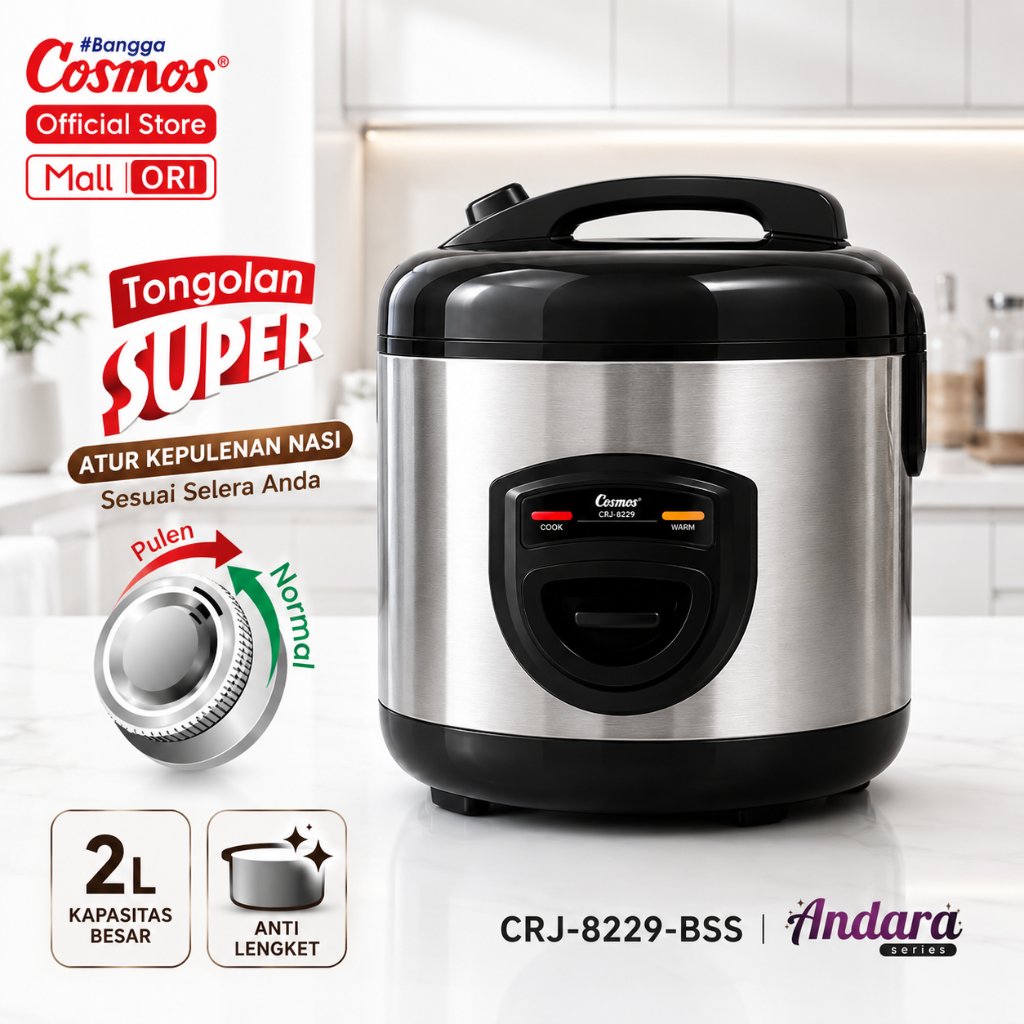 Cosmos Rice Cooker Non Stick CRJ-8229 BSS - 2L