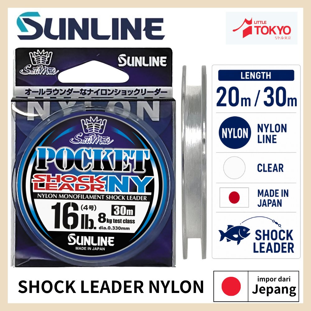 Senar Pancing Sunline SaltiMate Pocket Shock Leader NY NYLON 20m 30m Original Made in Japan