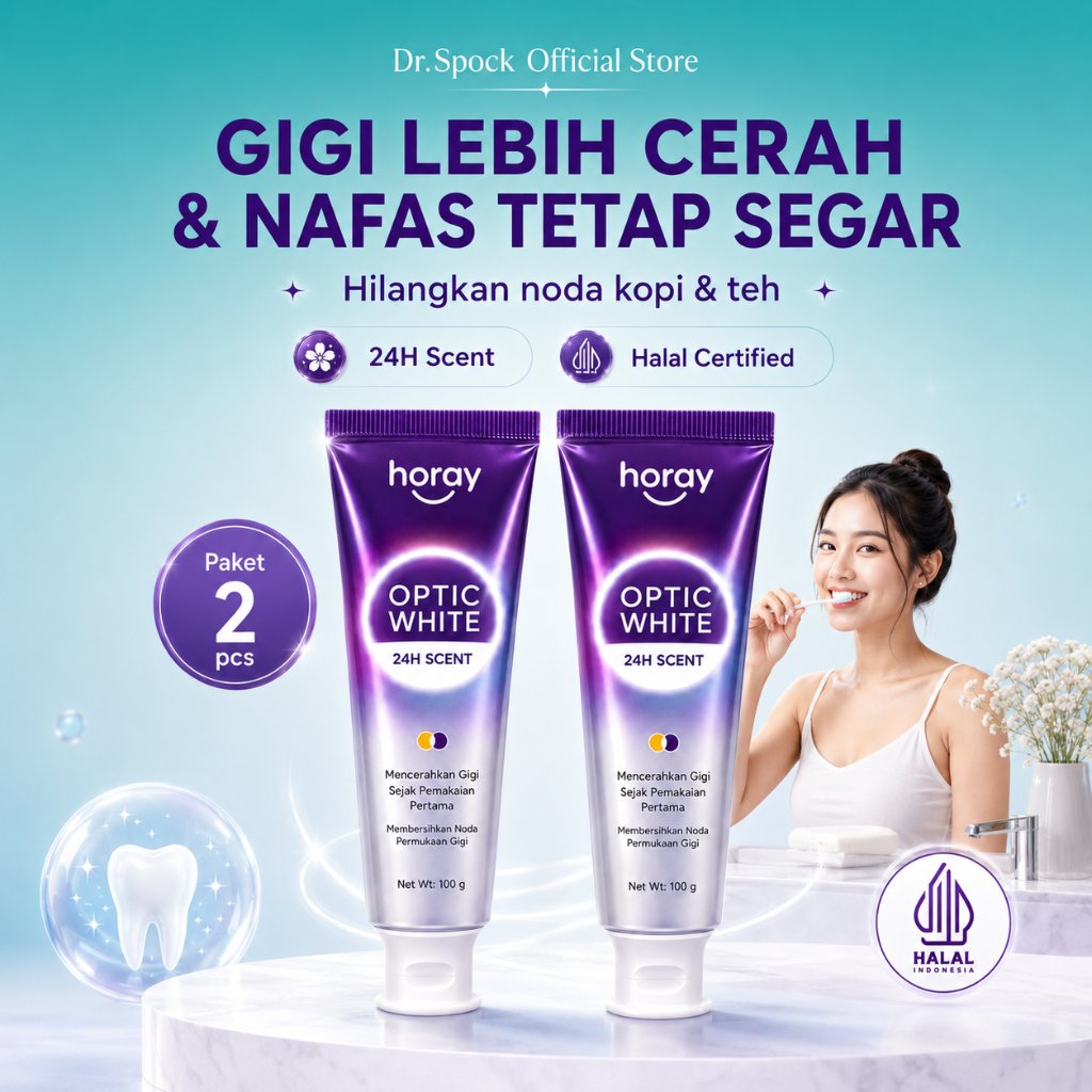Dr.Spock YG01 Optic White Toothpaste 100g | Pasta Gigi Whitening Pemutih Gigi Cerah Hilangkan Noda Kopi Teh Napas Segar 24H