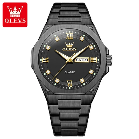 RK003 OLEVS Jam Tangan Pria Original Anti Air Tahan Led Sport Analog Chronograph Stainless Steel Watch Men