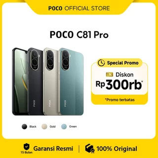 POCO C81 Pro (4GB/128G) (4GB/64GB) | Layar imersif 6.9" | Baterai besar 6000mAh (Typ) | Ditenagai Xiaomi HyperOS | Prosesor kuat octa-core | Desain ramping dan elegan | 13MP kamera ganda AI | HP 1 Jutaan [Xiaomi Official Store]