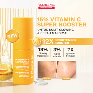 [LIVE] Elsheskin 15% Vitamin C+ Glow Advance Serum 20ml - Brightening Skincare, Serum Wajah Tampak Lebih Cerah dan Glowing, Mencerahkan Kulit Kusam, Memudarkan Dark Spots, Bekas Jerawat, Melindungi Kulit dari Polusi,  Mencegah Penuaan Dini