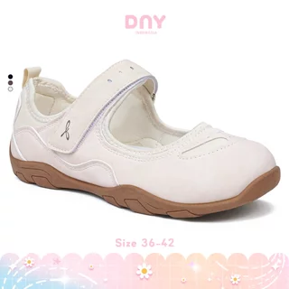 Sepatu DNY Sneakers Wanita Nyaman – Model Terbaru Daily Activity Casual Sport Nyaman & Stylish Gym Running Hitam Cream Coklat Strap Velcro 36-42 0554