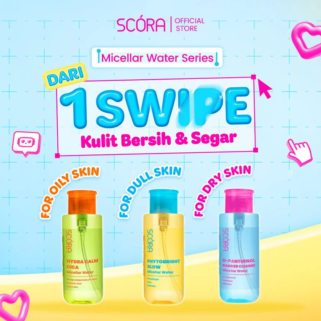 SCORA Micellar Water Series 300ML, Hydra Calm Cica, Phytobright Glow, D-Panthenol Barrier Cleanse