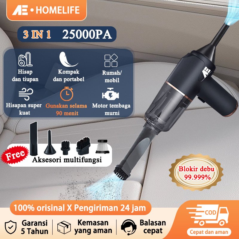 AE 3 IN 1 Vacuum Cleaner Portable Mobil Penyedot Debu Mobil Vacum Multifungsi Rumah Rechargerable Cordless / Kasur / Rumah