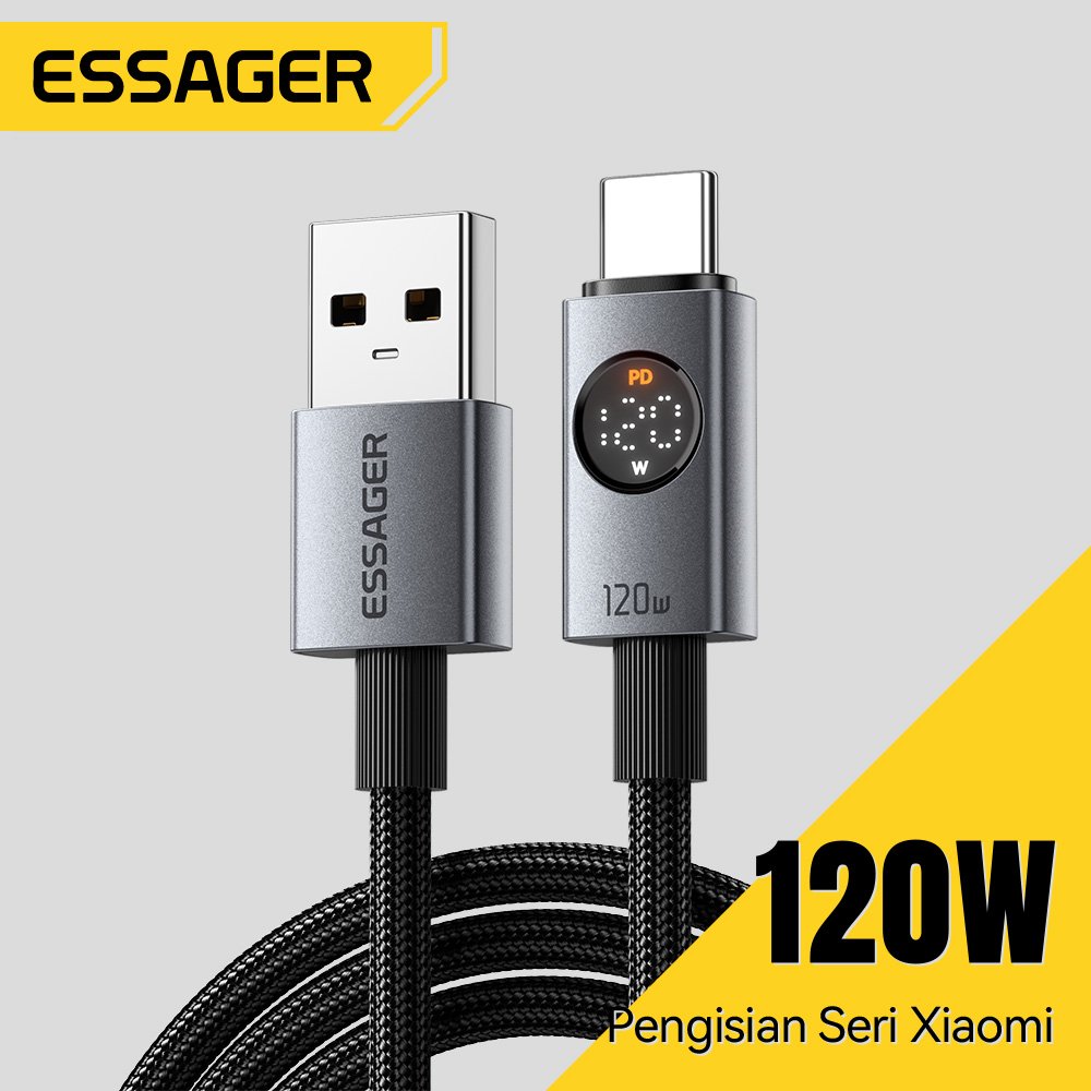 Jual ESSAGER Kabel pengisian cepat 6A 120W dengan layar digital untuk ...