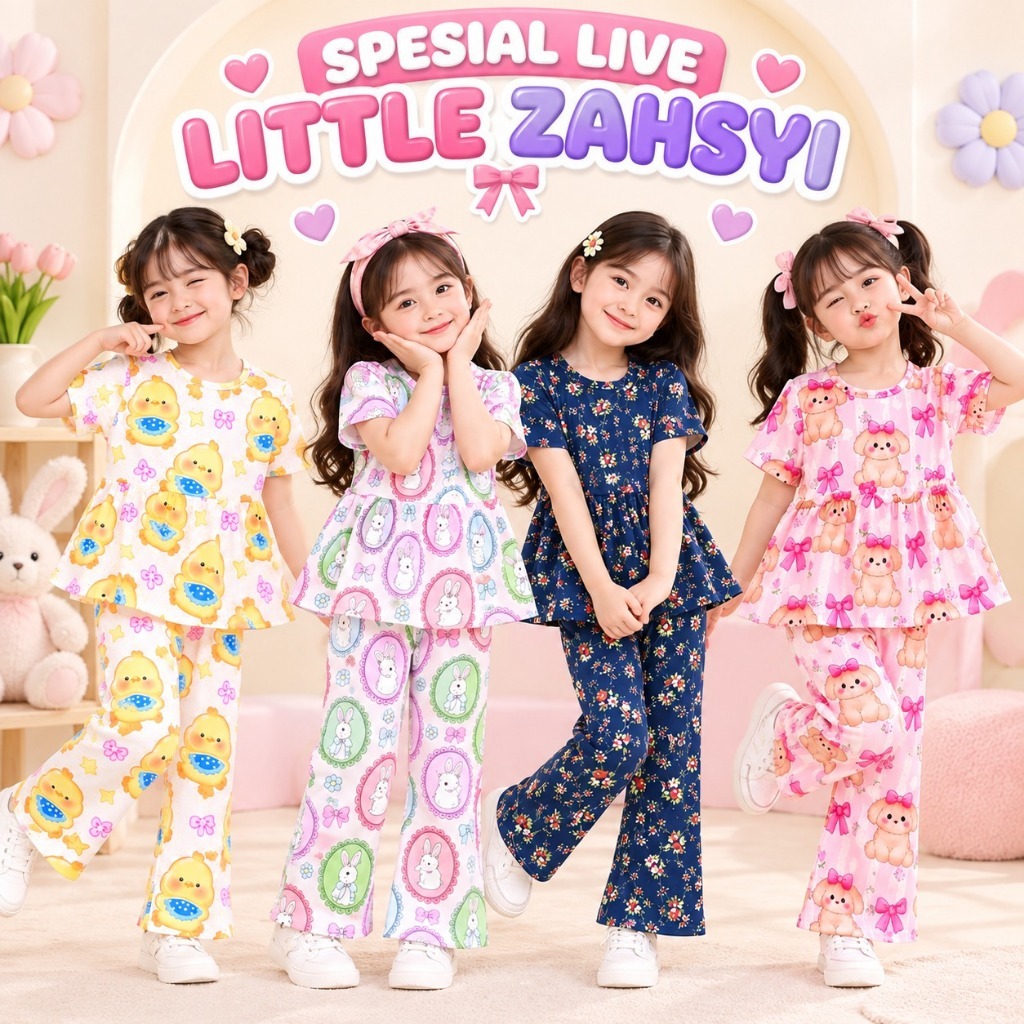 SPESIAL LIVE - LITTLE ZAHSYI | SET ANAK SAFARA | BAJU ANAK PEREMPUAN MOTIF LUCU | SETELAN ANAK CEWEK | PIYAMA ANAK ADEM NYAMAN