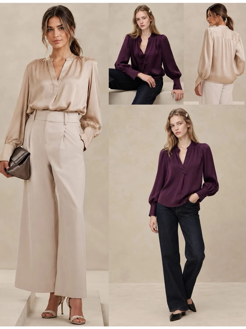 Blouse Lengan Panjang Wanita BR Crinkle Volume-Sleeve Blouse - 3940