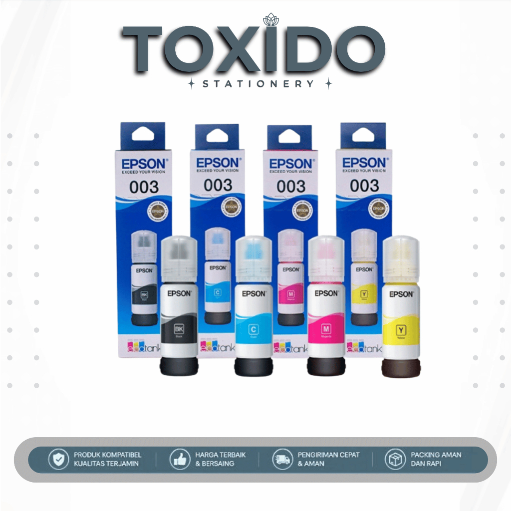 Jual Paketan 1Set (4 warna) Tinta Epson 003 Original 65ml Black Cyan ...