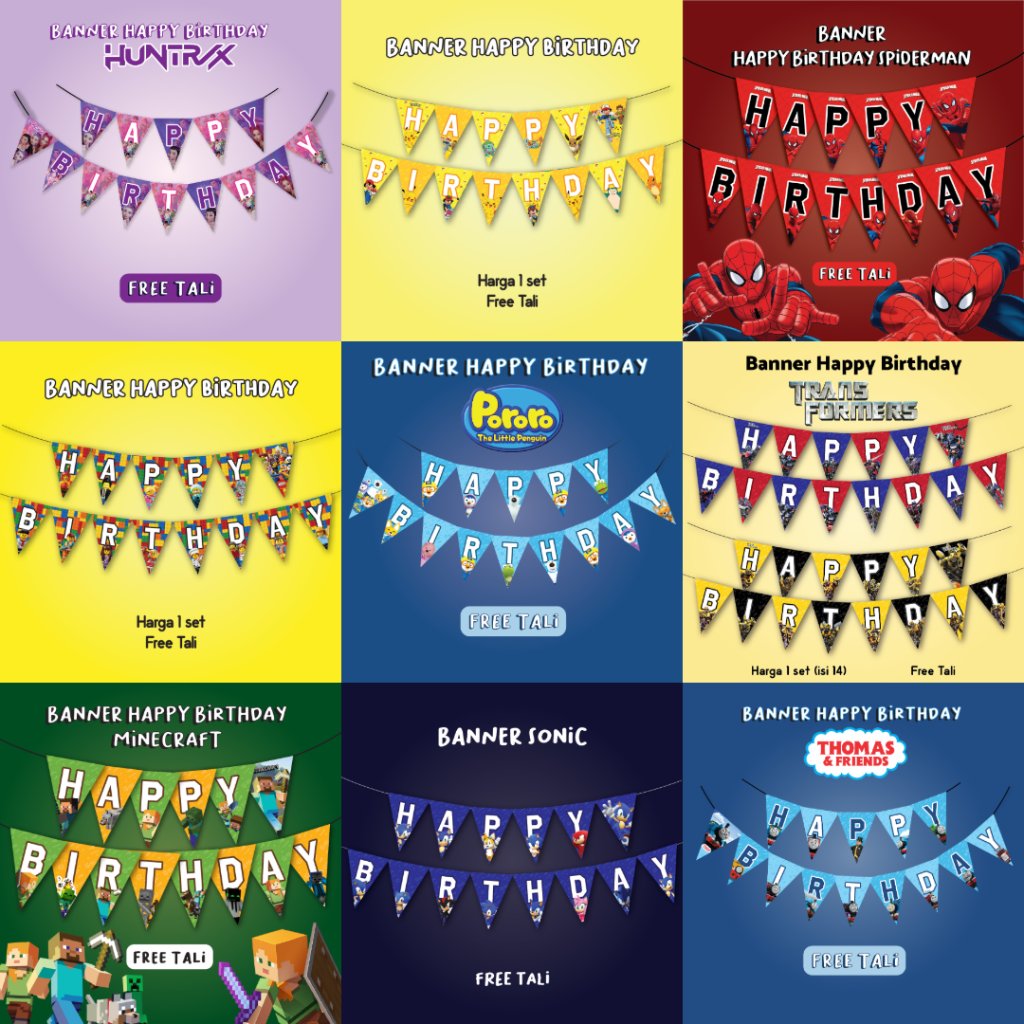 Jual BANNER HAPPY BIRTHDAY BUNTING FLAG SEGITIGA TULISAN ULTAH ULANG ...