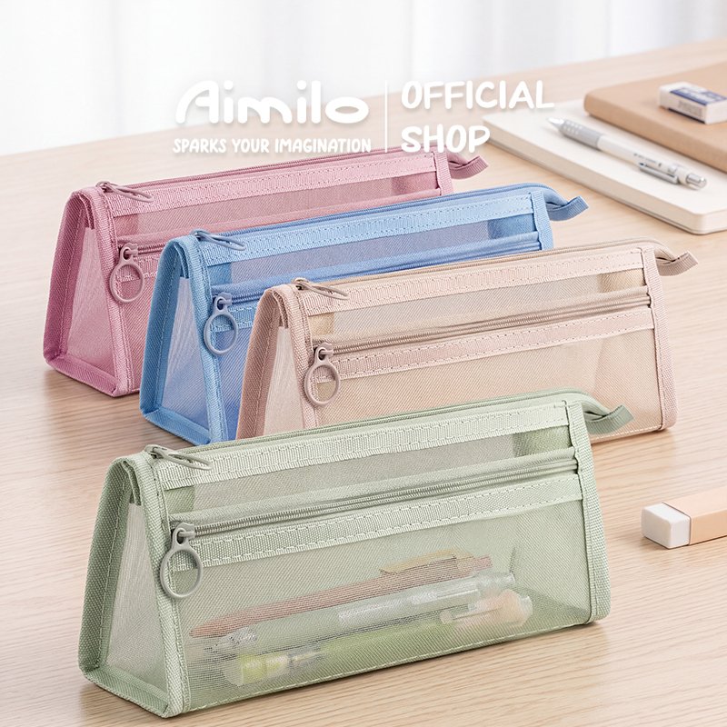 Jual [READY] Aimilo Tempat Pensil Transparan 2 Ruang Aesthetic Bentuk ...